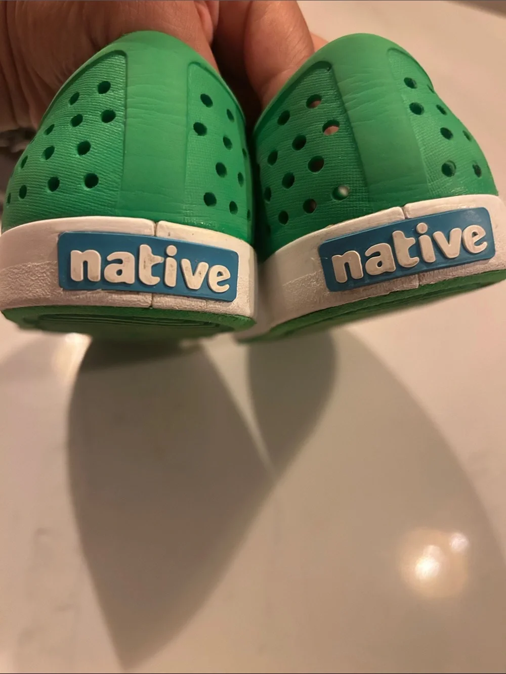 Native Kids Green Slip-On Water Shoes with White Toe Caps